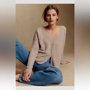 Sezane Barry Cardigan Light Beige - Size XXS